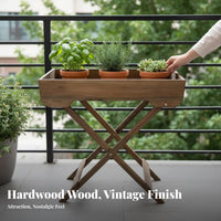Foldable Plant Stool Folding Design Display Stand sturdy Wood for Living Room