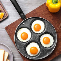 Nonstick 4 Hole Frying Pan Stone Coating 4 Section Egg-Cooking Pan Healthy Cooking Cookware Easy to Clean for Breakfast, Home Kitchen