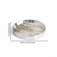 Round Tray with Insert Mirrored Stainless Steel Tray Silver for Vanity, Entryway