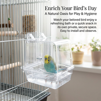 Bird Feeder Bath Combo Hanging, Transparent Acrylic Bird Bath Feeder Station for Small Birds, Parrot - Image 4