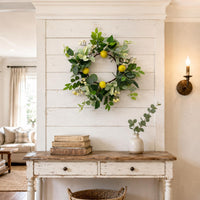 Artificial Lemon Wreath Green Foliage Home Decor Leafy