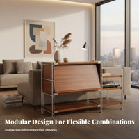Modernist Design Sideboard Versatile Use Vinyl Record Storage Cabinet Solid Steel Frame Living Room Side Cabinet for Entryway