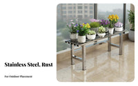 Stainless Steel Flower Rack Rustproof Floor Standing Pot Holder Rust-Resistant Metal Plant Bench for Balcony, Outdoor, Living Room