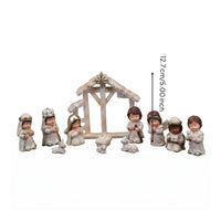 Cartoon Nativity Stable Set Long-Lasting Manger Figurine Set High-Quality Resin