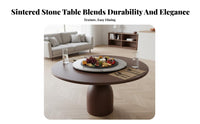 Retro design circular table with Lazy Susan Heat Resistant circular table with Rotating Tray and Seating Easy to Clean Dining Set Sturdy Construction for Families, Apartment Dwellers, Homeowners, Family Meals, Entertaining Guests, Kitchen