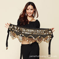 Belly Dance Hip Scarf with Gold Coins for Women
