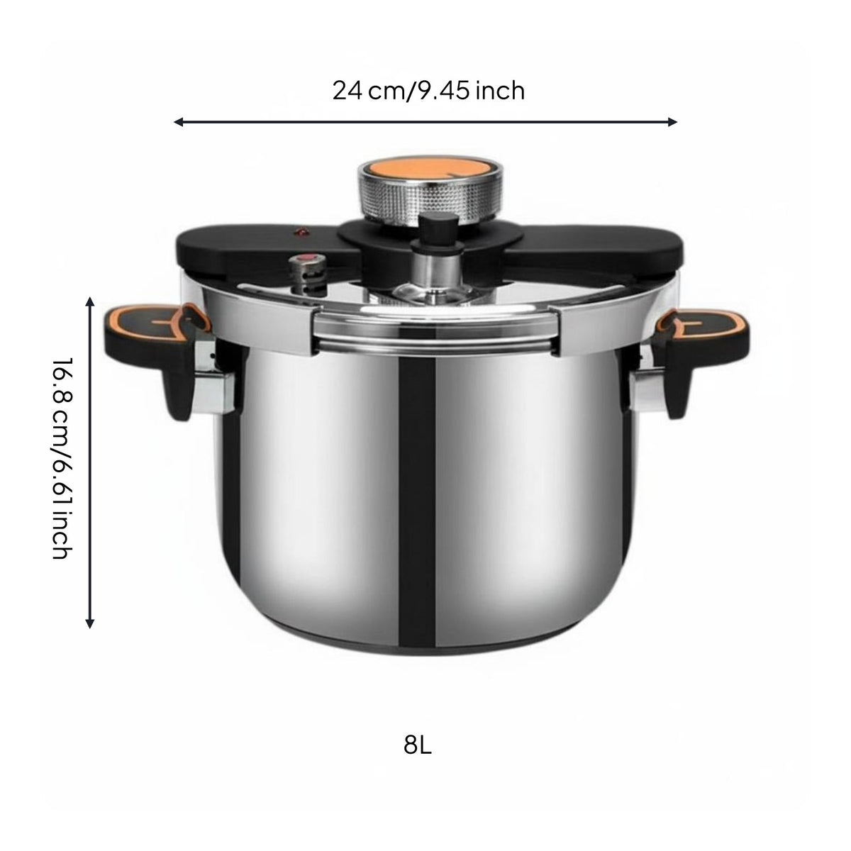 Safe Locking Lid Stainless Steel Pressure Cooker Even Heat Distribution Cooking Appliance