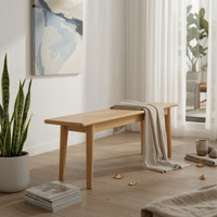 Backless Wooden Bench Multi-Purpose Wooden Plank Bench adaptable Minimalist Design for Families, Interior Decorators, Entryway