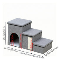 Foldable Pet Stairs Multifunction Dog Stairs with Storage Arched Entrance