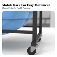 Mobile Fitness Ball Rack Space-Saving Exercise Ball Holder Sturdy Construction Multi-Tier Fitness Rack 360° Swivel Wheels