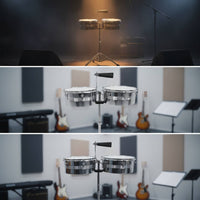 Timbales Drum Set with Stand and Cowbell Metal Timbales with Stand Double Percussion for Percussionists, Drummers, Music Studios, Rehearsals