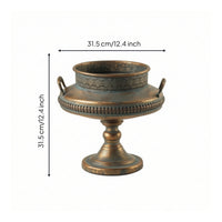 Metal Planter Aged Urn Planter Pedestal Decorative Urn for Tabletop, Entryway