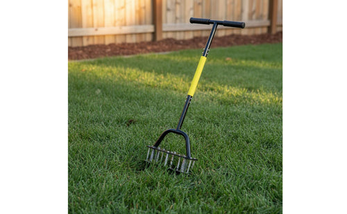 Metal Tines Manual Lawn Aerator T-Shaped Handle Coiled Lawn Aerator