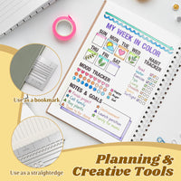 2-Pack Metal Planning Template Bookmarks with Storage Pouch for Checklists Calendars DIY