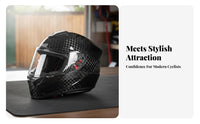 Carbon Woven Full Face Helmet Anti-Fog Full Face Carbon Fiber Helmet Aerodynamic Design Impact-Resistant Headwear for Men, Adults, Commuting