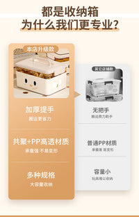 收纳箱家用收纳衣服超大容量整理箱玩具书本塑料零食储物带盖箱子 特大号40*30*22 【加厚材质 隐藏式提手】
