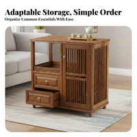 Chinese Design Design Mobile Tea Ceremony Table Movable with casters Living Room Furniture Multitier Storage Serving Cart Integrated Electric Kettle for Homeowners, Hosts, Adults, Home, Kitchen, Office