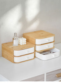 Multi-layer Arc Drawer Storage Box with Bamboo Board