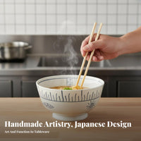 Japanese Ceramic Ramen Bowl, Hand-Painted Tableware Set, Minimalist Plate, Creative Dinnerware For Home & Restaurant