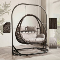 Egg Swing Chair with Stand Freestanding Egg Chair with Stand Outdoor Furniture for Adults, Readers, Living Room