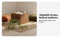 2 Pieces Nesting Coffee Table Set Movable with Wheels Indoor Furniture