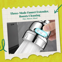 Faucet Extender, 360° Rotating Kitchen Sink Aerator, water-resistant Water-Saving Extension, Universal Tap Attachment, 3 Modes, Booster Strainer