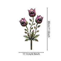 Metal Plant Stake with Leafy Base Painted Yard Ornament Lightweight