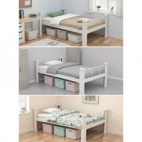 Bed Frame with Guard Rails No Box Spring Needed Metal Foundation Bed Frame Minimalistic Furniture for Students, Bedrooms, Dorms