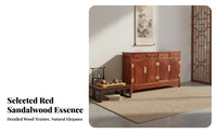 Chinese Design Sideboard Ample Storage Rich Hardwood Dining Room Cabinet Hand-Finished Solid Wood Buffet Cabinet for Families, Restaurant, Entryway