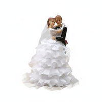 Bride and Groom Cake Topper Hand-Painted Romantic Couple Cake Topper Modern Wedding Couple Figurine for Newlyweds, Couples, Bridal Shower