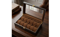 Clear Watch Display Box Matte Watch Organizer with Glass Lid Slim Storage Hinged for Collectors