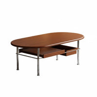 Oval Stand with Sliding Tray Modern Minimalist Tea Table Medieval Design