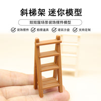 Dollhouse Miniature Furniture 4-Tier Slanted Ladder Shelf Plant Stand