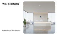 Modern Reception Desk Sturdy Construction Commercial Checkout Counter Scratch-resistant Surface Store Counter with Wood Grain and Marble Texture Suitable for Retailers Business Owners Workplaces