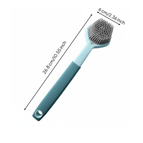 Silicone Dishwashing Brush Long Handle Silicone Brush Hanging Hole Kitchen Cleaning Tool