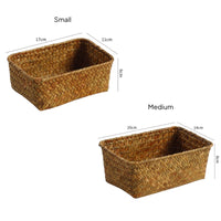 Rectangular Straw Basket Natural Tan Household Organizer Tabletop