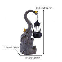 Elephant Garden Ornament Automatic Night Lighting Resin Figurine Bird Accents