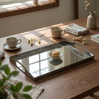 Stainless Steel serving Tray Mirrored Tray with Handles Mirror Finish for Coffee Table