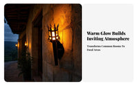 Medieval Torch Wall Sconce Rustic Lantern Wall Lamp Gothic Sconce with Metal Cage Farmhouse for Hallway, Bar, Game Room