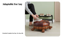 Tortoise-Shaped Ottoman Multi-Functional Upholstered Footrest Padded Seat Carved Base for Adults, Awayice Workers, Entryway