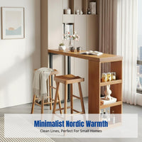 Nordic High Bar Table and Chair Set, Hardwood, Minimalist, Wall-Mounted, Living Room, Small Space
