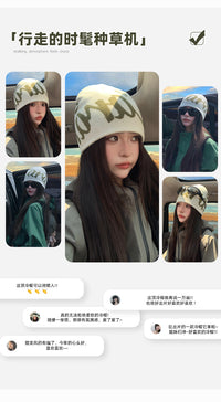 登山冷帽女款大头围针织帽子显脸小川西旅游户外徒步毛线堆堆帽潮