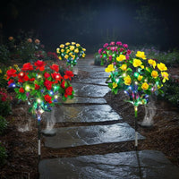 LED Flower Stake Light Auto On/deactivate Lighted Artificial Blossom Bush
