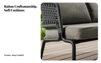 4 Pieces 4-Piece Woven Sofa Set Waterresistant Outdoor Furnishing weather-resistant Resistant for Families, Hosts, Sunroom