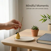 Incense Holder with Fruit Shaped Ceramic Design for Living Room Decor, Handmade Burner for Meditation and Relaxation Areas