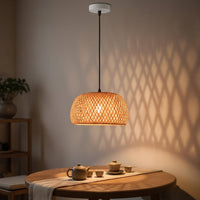 Japanese Style Bamboo Chandelier Southeast Asian Design Woven Bamboo Lampshade LED Bulb Included Indoor Lighting for Restaurant