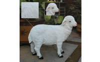 Sheep Statue Realistic Resin Sheep Textured Animal Figurines for Homeowners, Yard