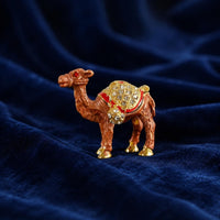 Camel Figurine Golden-Hued Rhinestone Camel Desktop Decor