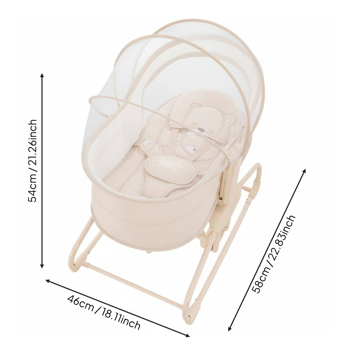 Multi-Functional Electric Rocking Bassinet 360 Degree Rotation Newborn Soothing Sleeper With Toy Bar Portable Baby Cradle for Newborns, Infants, Bedside, Living Room, Nursery