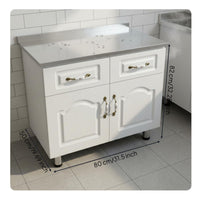 Kitchen Storage Unit Standing Kitchen Cupboard Stainless Metal Surface Modular Design Easy to Clean Cabinet with Drawers and Shelved Compartments Suitable for Families Utility Room Homeowners Home Decoration